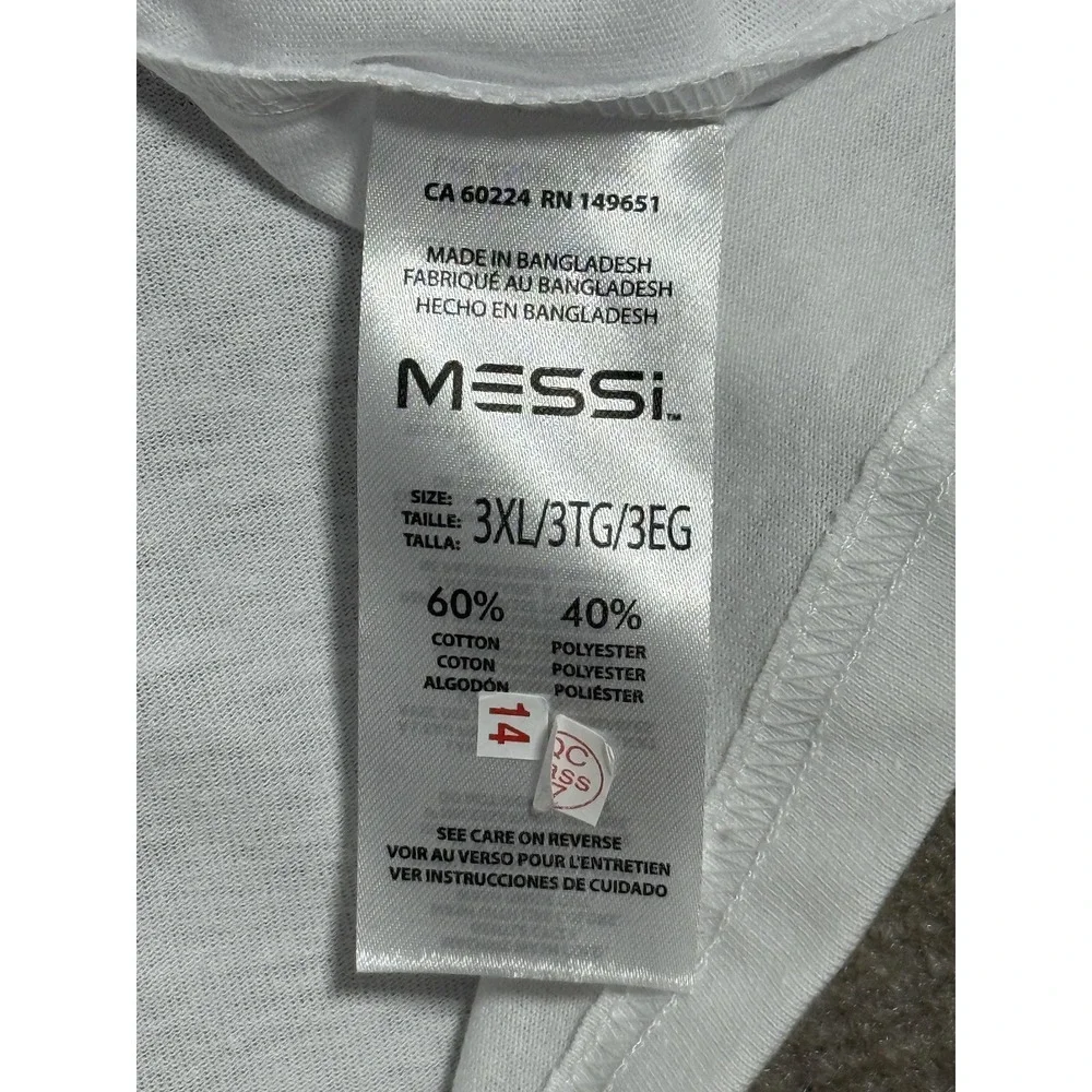 MESSI Shirt Mens 3XL White Short Sleeve Vertical Gradient Logo‎ Soccer T-Shirt